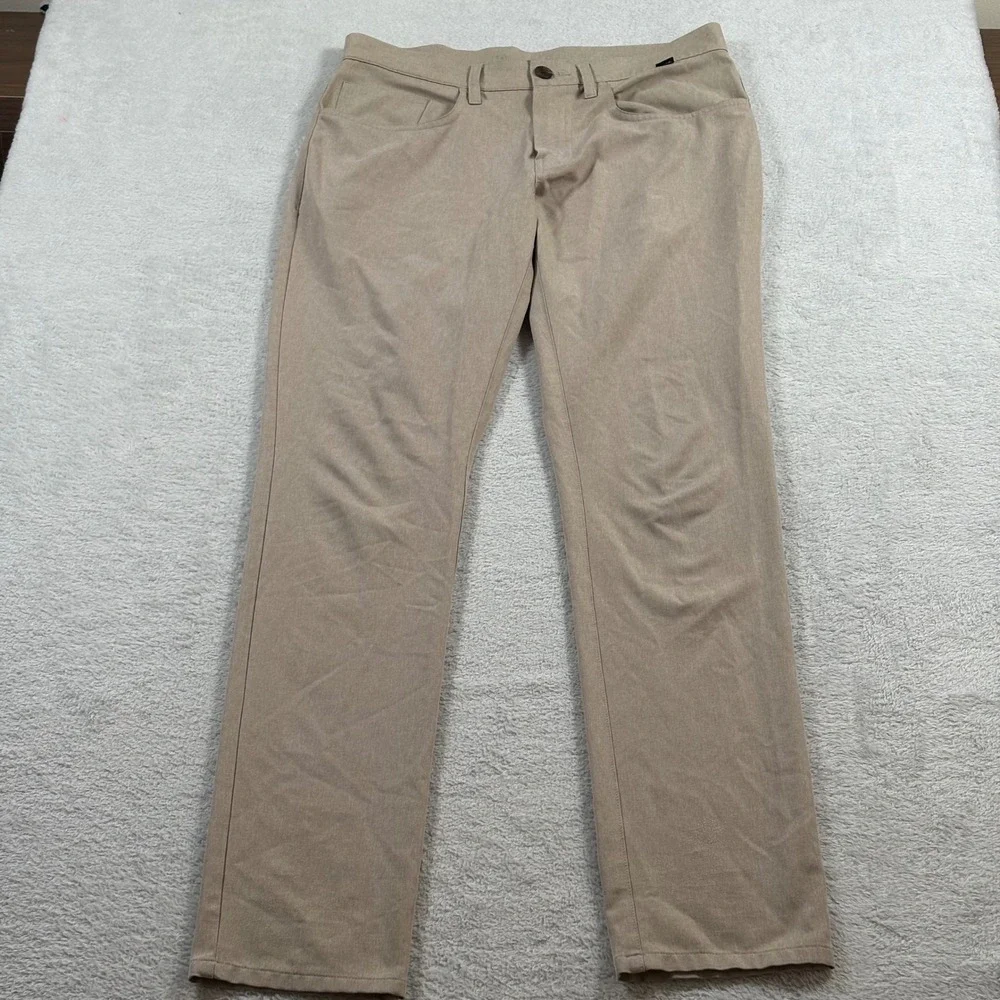 TravisMathew Mens Open to Close Performance Pants Tan Khaki 30x32 Stretch Golf